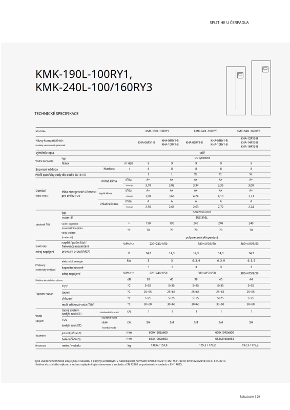 Tepelné čerpadlo split 10kW + TUV 190L